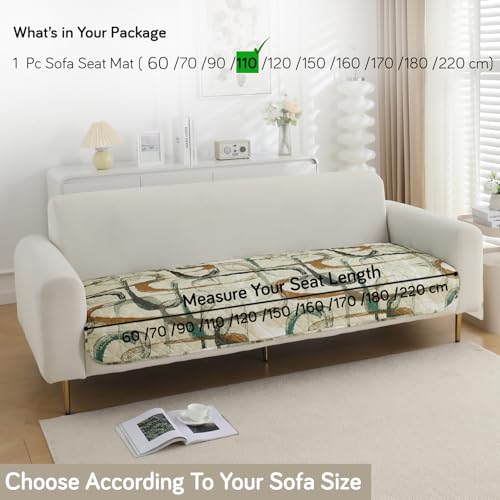Image of HOKIPO 'Elira Series' Water Repellent + Waterproof Quilted Sofa Mats | Make Your Own Sofa Cover Set | Length 110cm - Parchement Beige Abstract Art (AR-5244-C6)