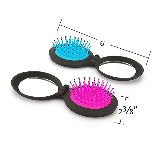 Nuangela Travel Hair Brush With Mirror Compact Pocket Size, Folding Mirror Mini Pop Up Hairbrush Set,Pocket Brush Hair Massage Comb Easy Keep In Purse Car Gym Bag Locker (2 Pieces) #TOP1