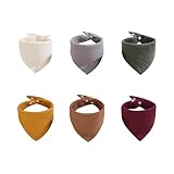 PurlHaven Muslin Bibs, 6 Pack Baby Bandana Drool Bibs,Extra Absorbent Soft Cotton,Baby Bib for Drooling and Teething (T-6pcs-not waterproof)