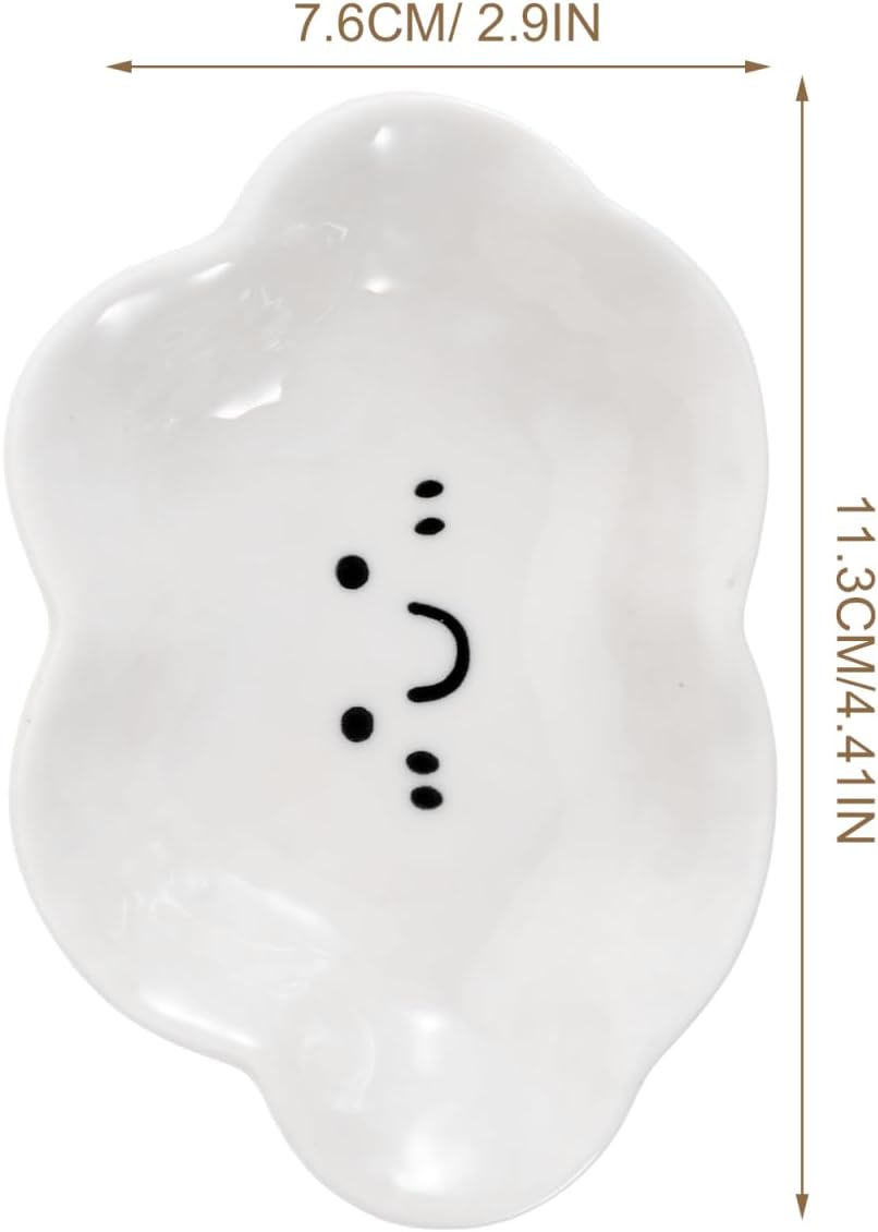 BESTYASH Ceramic Cloud Shaped Dipping Sauce Bowl 4.44X2.99X0.90In White Soy Sauce Dish Small Condiment Bowl for Bbq Parties Dining Table