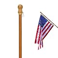 Anley 56" Solid Pine Wooden House Flagpole - Fit Standard 3x5 Ft Flag - Wood Flag Pole with Tangle Free Adjustable Rotating Ring - Wall Mount Wood Flag Pole for Garden, Yard, Porch and Estate