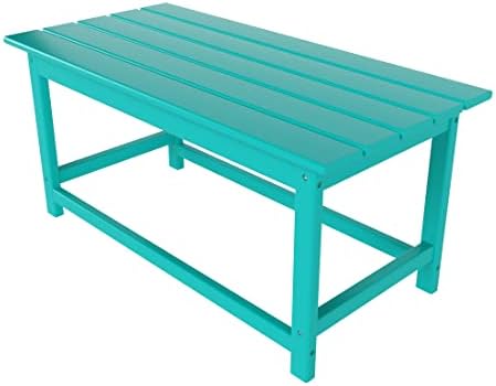 WestinTrends Malibu Outdoor Coffee Table, 35" x 17.5" All Weather Poly Lumber Patio Adirondack Coffee Table for Garden Lawn Porch Balcony, Turquoise