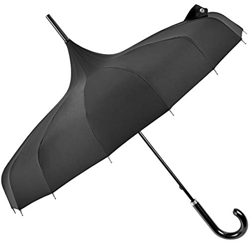 Kung Fu Smith Vintage Black Parasol Umbrella, Victorian UV Protection Rain Umbrella Parasol for Women and Girls