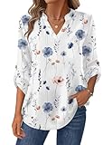 Zeagoo Womens Shirts Long Sleeve V Neck Tshirts 2026 Boho Floral Blouses Business Work Tunic Tops