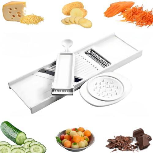 Kit 4 em 1 Descascador Boleador Ralador e Fatiador Dupla Face Perfeito para Legumes Frutas Queijos P