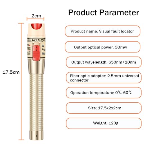 50 mW Glasfaserstift, Kabeltester FTTH, 50 km, mit Standard-Schnittstelle von 2,5 mm für die Glasfasertechnik, visuelle Fehlerfinder