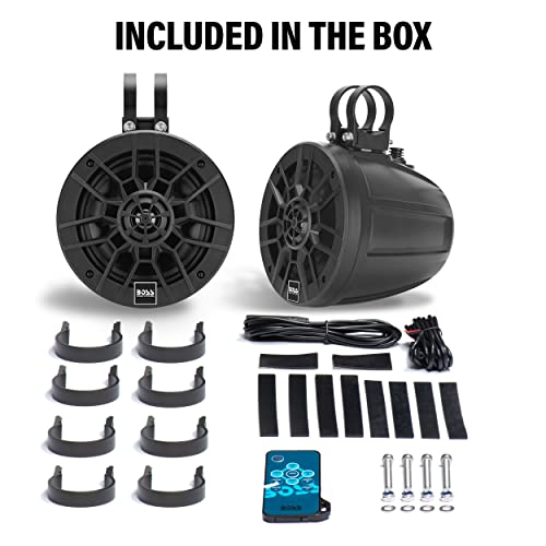Image of BOSS Audio Systems B6ABT ATV UTV Marine Roll cage Waketower Speaker Pods - Built-in Bluetooth, Amplified, 6.5 Inch Speakers, 1 Inch Dome Tweeters, Full Range, 2 Way, IPX6 Weatherproof, Sold in Pairs