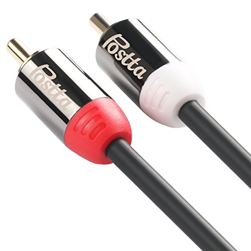 Postta 2Rca To 2Rca Stereo Audio Cable (10 Feet) Male To Male Gold Plated Dual Shielded 2Rca Cable -Black #TOP3