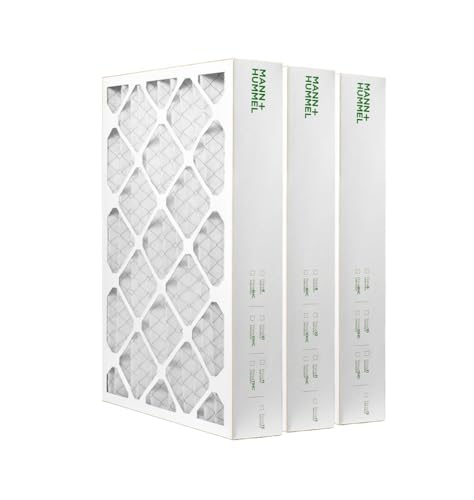 Mann+Hummel 16x25x4 MERV 8 Pleated HVAC AC Furnace Air Filters. 3 Pack. (Exact Size: 15.5 x 24.5 x 3.75 Inches)