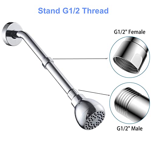 Jr 4 Inch 1/2" Shower Arm Extension, Shower Head Extension Arm, Shower Extender Arm - 304 Stainless Steel With Brass Connector - Polished Chrome Finish #TOP2