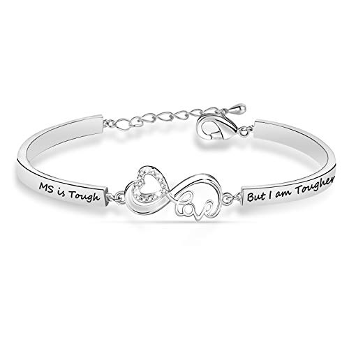 G-Ahora Multiple Sclerosis Bracelet MS is tough but I am tougher MS Awareness Survivor Gift Inspirational Jewelry(MS tough NBR)