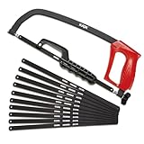 KATA 2-in-1 Hacksaw Hand Saw Extra 10pc 65Mn Steel Saw Blade 24 TPI Included for Metal and Wood