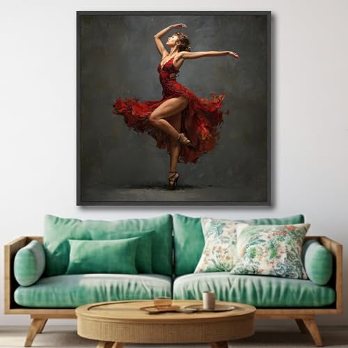 Affiche décorative danseuse de ballet pour dynamiser un mur vide avec une toile rouge