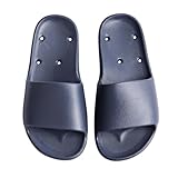 GETOEU Arch Support Shower Shoes for Women and Men Quick Drying with Drain Holes Slide Sandals Soft Cushioned Anti-Slip Pool Slides Comfort Bathroom Shower Slides,Navy