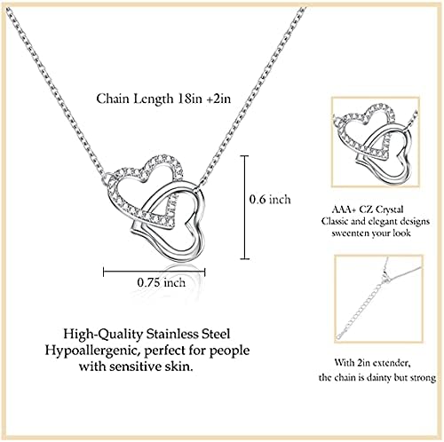 Aunis Grandma Necklace Interlocking Heart Jewelry Gifts for Grandma Nana from Granddaughter