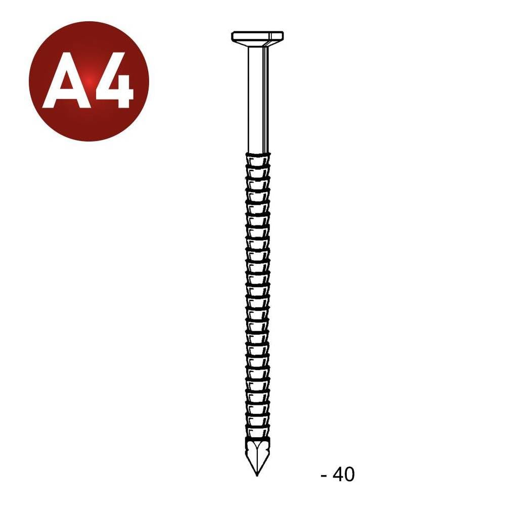 D-Work - Punta scanalata in acciaio inox A4-28/31x40 mm, 1 kg