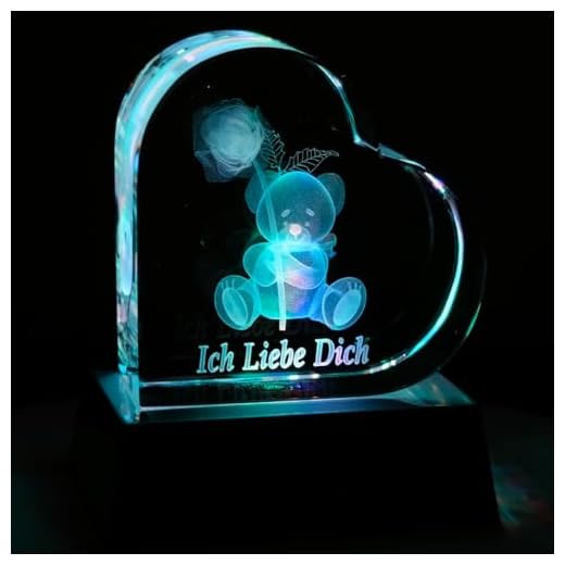 Kaltner Präsente Geschenkidee - Herz aus Glas: Kristallglas mit 3D-Laser-Gravur Teddy Rose für die beste Mami der Welt 9 Kaltner Präsente Geschenkidee – Herz aus Glas: Kristallglas mit 3D-Laser-Gravur Teddy Rose ICH LIEBE DICH