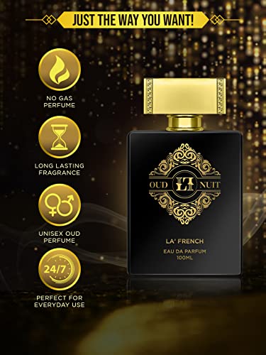 Image of La French Oud Perfume 100ml Unisex Perfume for Men & Women, Eau De Parfum, Premium Arabic & French Long-Lasting Fragrance Scent, Best Date Night Fragrance for Men, Best Gift for Men and Women (Oud Nuit)
