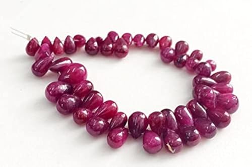 Ruby beads plain teardrop 7-11mm natural ruby necklace jewelry making strand - 2