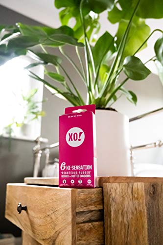 Xo Hi-Sensation Righteous Rubber Condoms, Peta-Certified Vegan, Fairly-Traded Natural Latex, Ribbed And Dotted, Cruelty Free, Parabens & Glycerin Free, 6 Count #TOP5