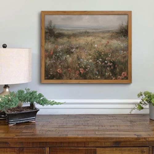 Tableau champ de fleurs sauvages pour raviver un mur blanc triste