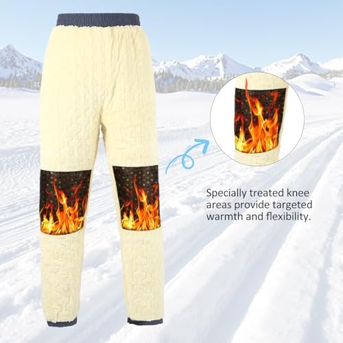 LY4U Trainingsbroek voor heren, van pluche, warm, voor de winter, met zakken met ritssluiting, waterdicht, winddicht, met warmte, versterkt op de knie, Zwart, M