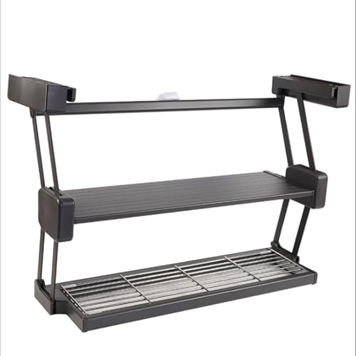 Foldable Pull Down Kitchen Shelf - Aluminum Alloy Spice Rackfor Cabinet Food Prep & Storage Space-Saving Kitchen Accessory