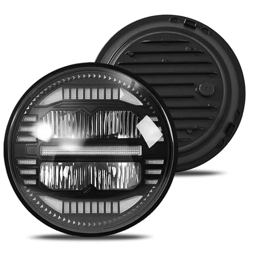 New 1000% Bright Anti-glare 7 Inch Led Headlights Round Compatible with Jeep Wrangler JK JKU TJ LJ Chevy Ford GMC Dodge Mazda Nissan Mack VW etc DOT Approved H6024 Hi/Low Sealed Beam - Plug and Play