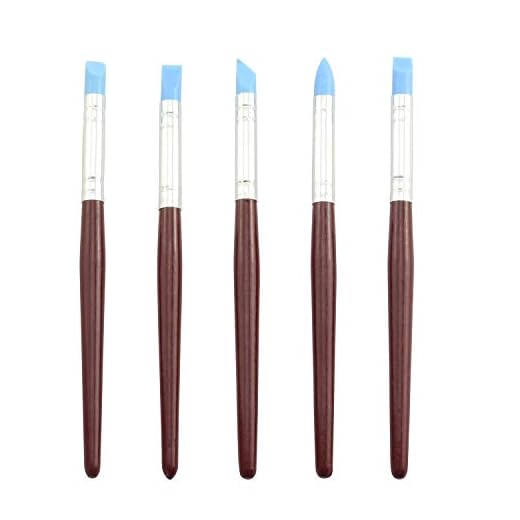 Tegg Clay Sculpting Tool 5PCS 5 Size Rubber Tip Silicon Brushes Pottery Clay Pen Shaping Carving Tools