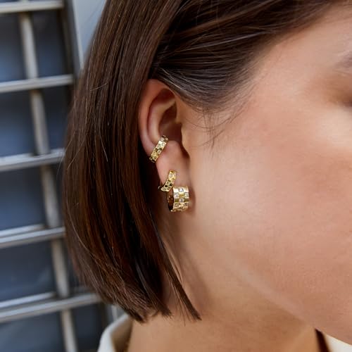 Ana Luisa Eden Huggie Hoop Earrings for Women - Chunky 14K Gold Plated & Silver Rhodium Plated Hoops with Cubic Zirconia -Hypoallergenic, Water-Resistant, Tarnish-Free Dainty Womens Earrings4