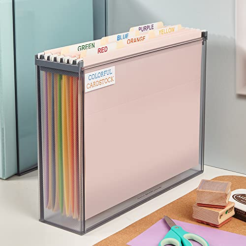 Stori Stax Plastic Hanging File Holder | Slim Profile Letter-Size Hanging File Organizer | Easily Sort Important Documents | Perfect Storage Bin For Desktop And Home Office | Classic Grey #TOP3