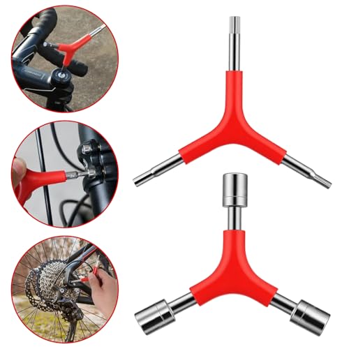 Zelphvt 4 Pcs 3 Way Socket Wrench Bicycle Hex Wrench Tool Y-Shaped Bike Repair Tools Outer Spanners 4/5/6mm Y-Type 8/9/10mm Bicycle Cycling Repair Hardware Multitool Kit
