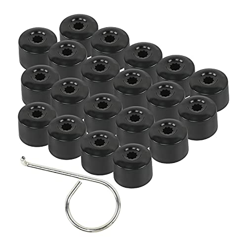 FiveEyes 17MM Wheel Lug Nut Covers Bolt Caps Compatible with VW Passat Jetta Golf Beetle 1K0 601 173 with Dismantle Tool Black 20PCS