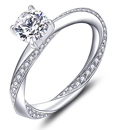 YL Solitaire Engagement Rings 925 Sterling Silver Round 6mm Birthstones Wedding Jewelry for Women