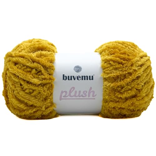 Image of Plush Faux Fur Bulky Yarn, Super Soft Fluffy Fuzzy for Knitting Crocheting Crafting, 100 Gram (3.53 Ounces) 109 Yards (100 Meters) (Mustard)