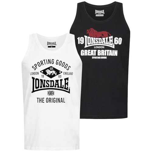 Lonsdale Biggin Men's Tank Top Double Pack, black, XXXX-Large
