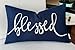 EURASIA DECOR DecorHouzz Pillowcase Farmhouse Embroidered Home Throw Pillow Cover Funny Quote Cushion Cover for Housewarming Guest Porch Wedding Anniversary Couple (12"X20", Blessed(Navy))