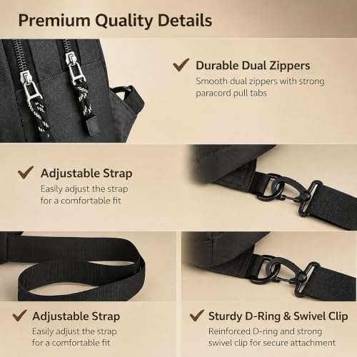 Image of Sling Bag for Men & Women- Crossbody Sling Bag for Travel, Cycling & Hiking | Waterproof Shoulder Bag with Compartment and Zipper Pockets