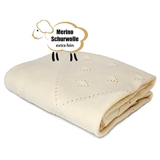 Sonnenstrick Baby Blanket 100% Organic Extra Fine Merino Wool (35.5 inch x 31.5 inch). Made in Germany.