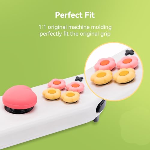 Image of GeekShare Cross D-Pad Button Caps Thumb Grips Set,Silicone ABXY Key Buttons Sticker Compatible with Switch /OLED Joy Con (Pink & Yellow)