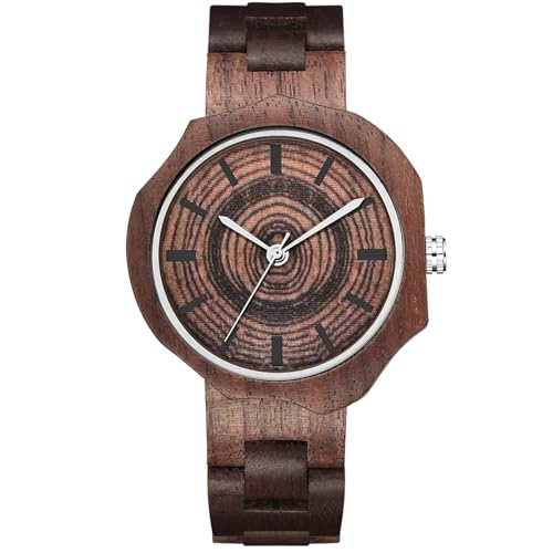 MKEMQXBEP Wood Watches Wooden Watches Women Fashion Female Quartz Wood Strap Wristwatch Dial Irregular Watches