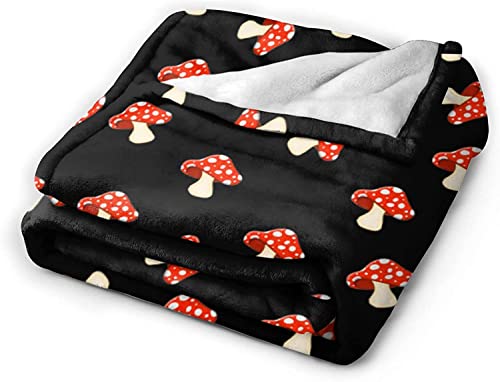 Tiosggd Mushroom Blanket All Season Throw Blanket Black Cute Cartoon Mushrooms Quilt Throw Kids Birthday Gift Blanket Fleece Flannel Plush Super Soft Bed Throw For Sofa Couch 60''X50'' #TOP6