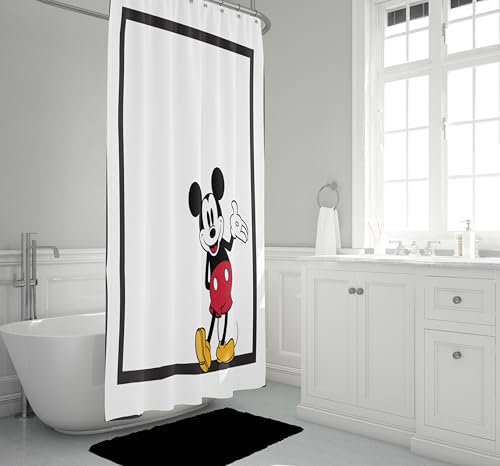 Image of Jay Franco Disney Mickey Mouse Fabric Shower Curtain - Kids Classic Black and White Bathroom Decor