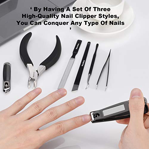Big Toe-Nail Clippers For Thick Nails, Fingernail Toenail Clippers Kit With File And Tweezers (7Pcs, Premium, Heavy-Duty Design) #TOP6