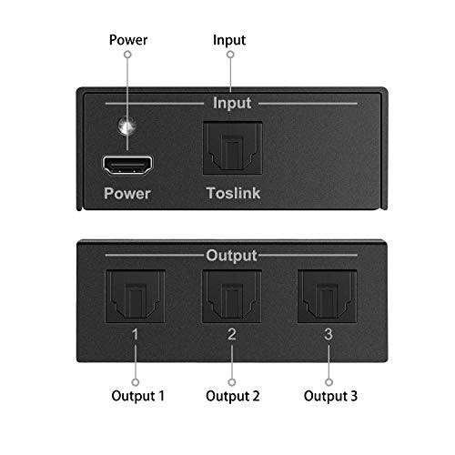 Divisor de audio óptico digital Toslink SPDIF de 3 vías compatible con Dolby Digital 4