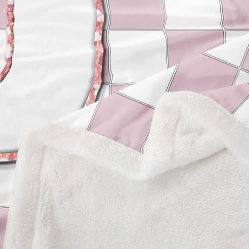 Image of Erosebridal Pink Initial J Fuzzy Plush Throw Kawaii Plaid Checkered Fleece Blanket Cute Personalized Monogram Sherpa Blanket for Kids Girls,Fashion Grids Gingham Decor for Bed Couch Throw 50 inchx60 inch
