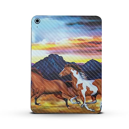 Image of MightySkins Carbon Fiber Skin Compatible with Apple iPad 10.9 inch 10th Gen (2022) Full Wrap Kit - Wild Horses | Protective, Durable Textured Carbon Fiber Finish | Easy to Apply | Made in The USA