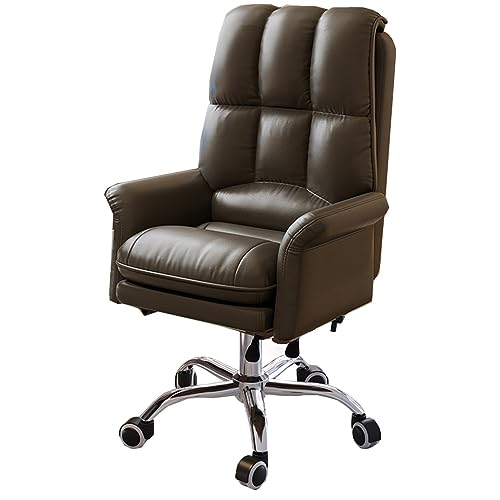 Chaise de bureau de jeu exécutif beige avec dossier haut ergonomique et accoudoirs