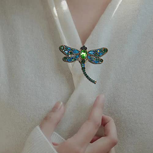 Image of Dragonfly Brooches Pretty Insect Rhinestone Crystal Brooch Pin Cubic Zirconia Lapel Pins Elegant Dress Accessories Jewelry Boutonniere Corsage for Hat Bag Suit Tie Wedding Birthday Valentine's Day Gifts Cocktail Party Art Deco for Women Girl Men