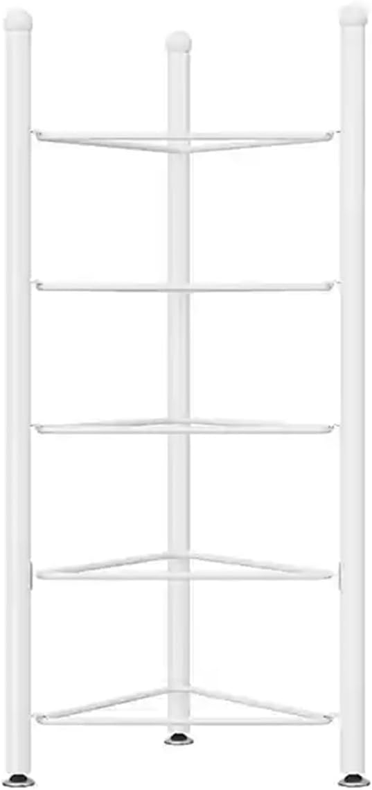 5-Tier Floor Stand Storage Rack for Home Gym - Space-Saving Half Balance Ball & Medicine Ball Holder, Durable Workout Equipment (White, 51lbs)